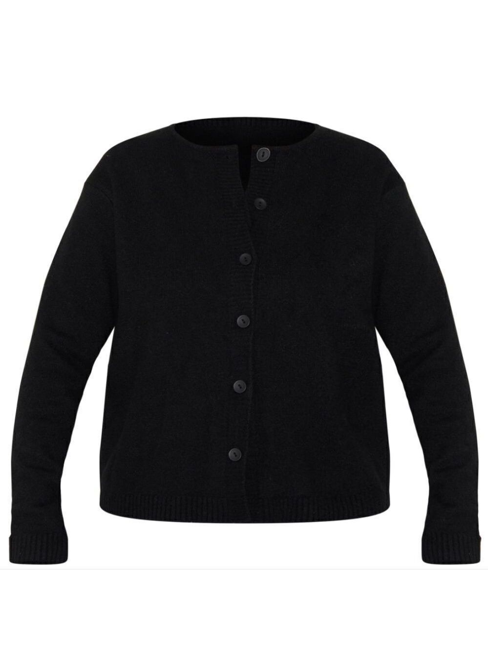 806 NWT Prettylittlething Plus Black Melange Soft Knit Basic Button Up Cardigan